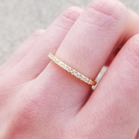 🎉LAST ONE🎉 14kt Yellow Gold Half Eternity Band - Picture 6 of 7